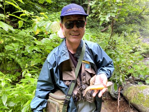 テンカラ釣りで釣れた岩魚